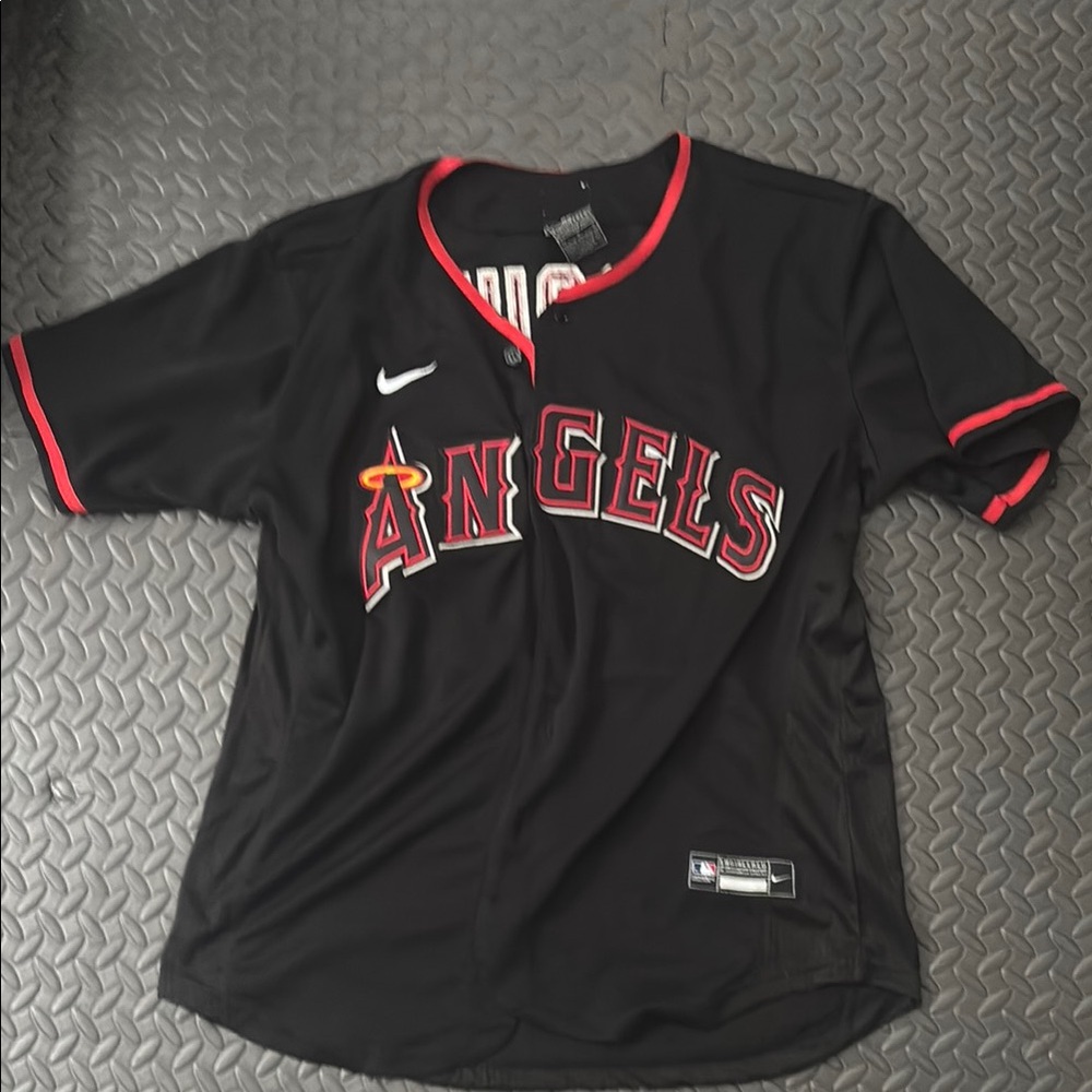 Trout Nike Angels Black Baseball Jersey